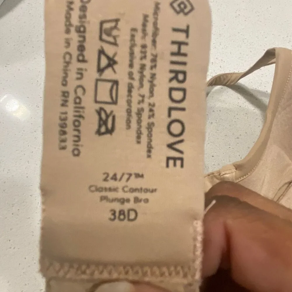 ThirdLove bra classic contour, plunge bra, size 38D